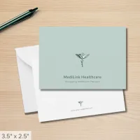 Caduceus Logo Medical Green Notecard