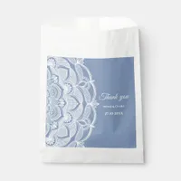 Elegant dusty blue white lace mandala classic favor bag