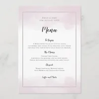 Blush Pink Watercolors Black Script Wedding Menu