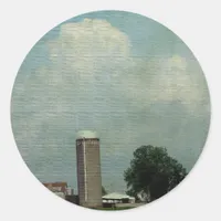 A Rural Farm Scene Classic Round Sticker