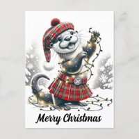 Scottish Christmas Otter Christmas Postcard