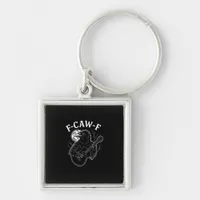 F Caw F Funny Crow Guitar Halloween Vintage Style Keychain