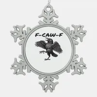 F Caw F Essential Vintage Graphic Look Snowflake Pewter Christmas Ornament