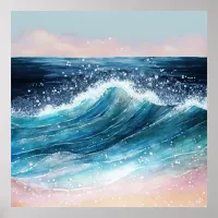 *~* Glitter AP60 Coastal Sea Ocean Sand Beach Wave Poster