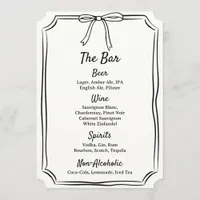 Hand Drawn Bow Scribble Modern Classic Wedding Bar Menu