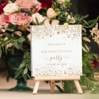Guest book graduation white gold glitter 2025