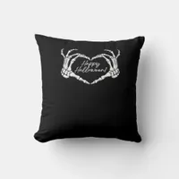 Skeleton Heart Hands, Happy Halloween Skeleton, Ha Throw Pillow