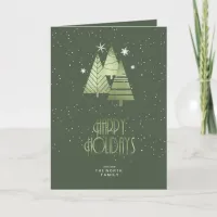 Christmas Trees Happy Holidays Green ID863 Holiday Card