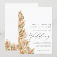 Modern Boho Elegant Pampas Grass Wedding Invitation