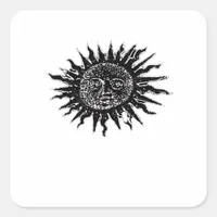 Medieval Sun Engraving - Whimsigoth Aesthetic - Wh Square Sticker
