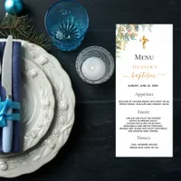 Baptism Menu eucalyptus greenery cross