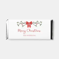 Personalized Merry Christmas Coquette Bow Trendy Hershey Bar Favors