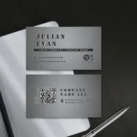 Modern Black Aluminum Bold Stencil Masculine Business Card