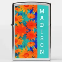 colorful orange sunflowers stylish modern art  zippo lighter