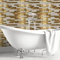 Modern Gold Tile Brick Wallpaper