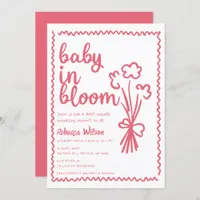 Baby in Bloom Whimsical HandDrawn Girl Baby Shower Invitation