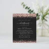 Budget Rose Gold Glitter Christmas Black Invite