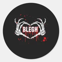 Bloody Breakdown, Skeleton Heart Hands Emo, Metalc Classic Round Sticker