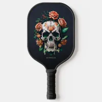 Floral Skull Monogram Faboolous Halloween Pickleball Paddle