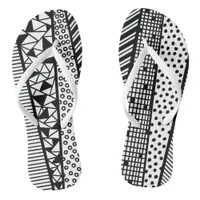 Black and white - modern pattern flip flops