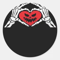 Skeleton Hands A Heart Spooky Halloween Classic Round Sticker