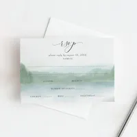 Elegant Lake and Trees Soft Watercolor Wedding RS RSVP Card