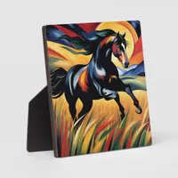 Beautiful Horse Galloping in a Wheat Field Plaque