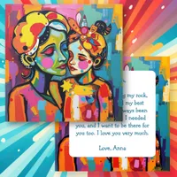 Mother and Daughter Colorful Art Mother's Day Card