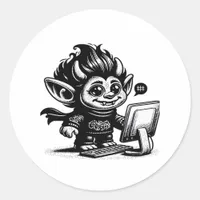 Whimsigoth Cyborg Internet Troll Vintage Art Desig Classic Round Sticker