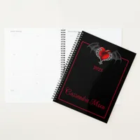 Goth Heart with Bat Wings Personalized Planner