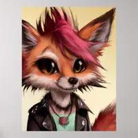 Cool Punkrock Fox Teenager Poster