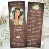Rustic Floral Funeral Memorial Photo Prayer Card Bookmarks