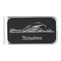 Sleeping Dragon Personalized Silver Finish Money Clip