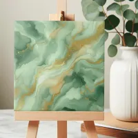 Green Marble Gold Glitter Veins and Swirls Ceramic Tile