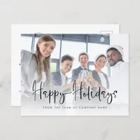 Company Logo Add Photo Happy Holidays Script  Postcard