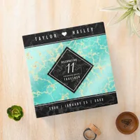 Elegant 11th Turquoise Wedding Anniversary 3 Ring Binder