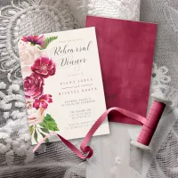 Roses Burgundy/Cream Rehearsal Dinner ID584 Invitation