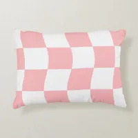 Pastel Pink White Checkerboard Pattern  Accent Pillow