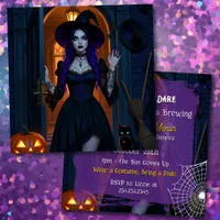 Come In if you Dare | Wicked Witch Halloween Party Invitation