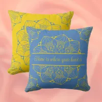 Yellow and Blue Mandala Personalized Throw Pillow