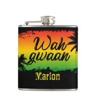 Wah Gwan Jamaican Rasta Reggae Lover Flask