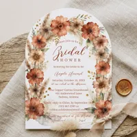Boho Terracotta Pampas Arch Bridal Shower Invitation