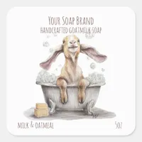 Nubian  Baby Goat in a Bubble Bath Handmade Soap Square Sticker