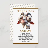 Cute goat Farm Animals 2nd Birthday Party Thank You Card