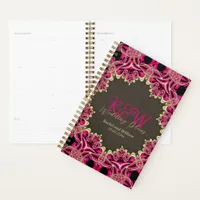 Vintage Pink Black Gold Lacy Monogram Planner