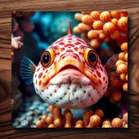 Funny Fish and Coral Close  Metal Print