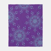 Light Teal and Purple Sharp Mandala Fleece Blanket