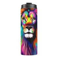 Colorful Lion Digital Art Thermal Tumbler