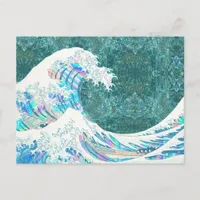 the great iridescent wave of kanigawa (green) postcard