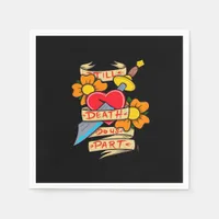 Till Death Do Us Part Vintage Tattoo Classic Napkins
